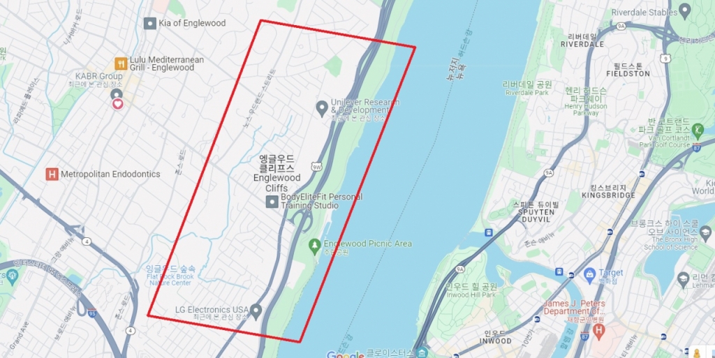 삼성전자 북미총괄법인의 이주지는 지도에서 유니레버 연구개발단지의 인근이 될 것으로 추정된다. /사진= 구글맵