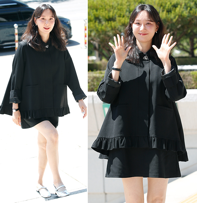 배우 이유영이 지난 5월 13일 KBS 쿨FM '박명수의 라디오쇼' 출연을 위해 서울 영등포구 KBS 본관에 도착해 인사를 하고 있다./사진=뉴스1