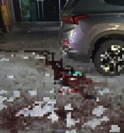 당시 사건 현장. 피가 흥건하다./사진=온라인커뮤니티 갈무리 