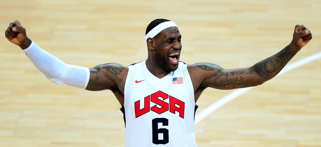 2012 런던 올림픽 당시 금메달이 확정되자 기뻐하는 르브론 제임스 /사진=머니투데이 DB