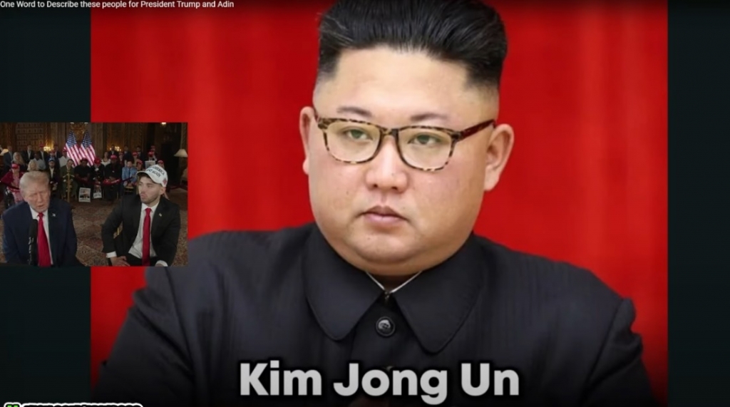  트럼프 전 대통령이 5일 미국 유튜버 아딘 로스가 진행하는 생방송 인터뷰에 출연해 김정은 북한 노동당 총비서에 대해 이야기하고 있다.  /사진=아딘 로스 유튜브 'Adin Live' 영상 갈무리 /사진=아딘 로스 유튜브 'Adin Live' 영상 갈무리