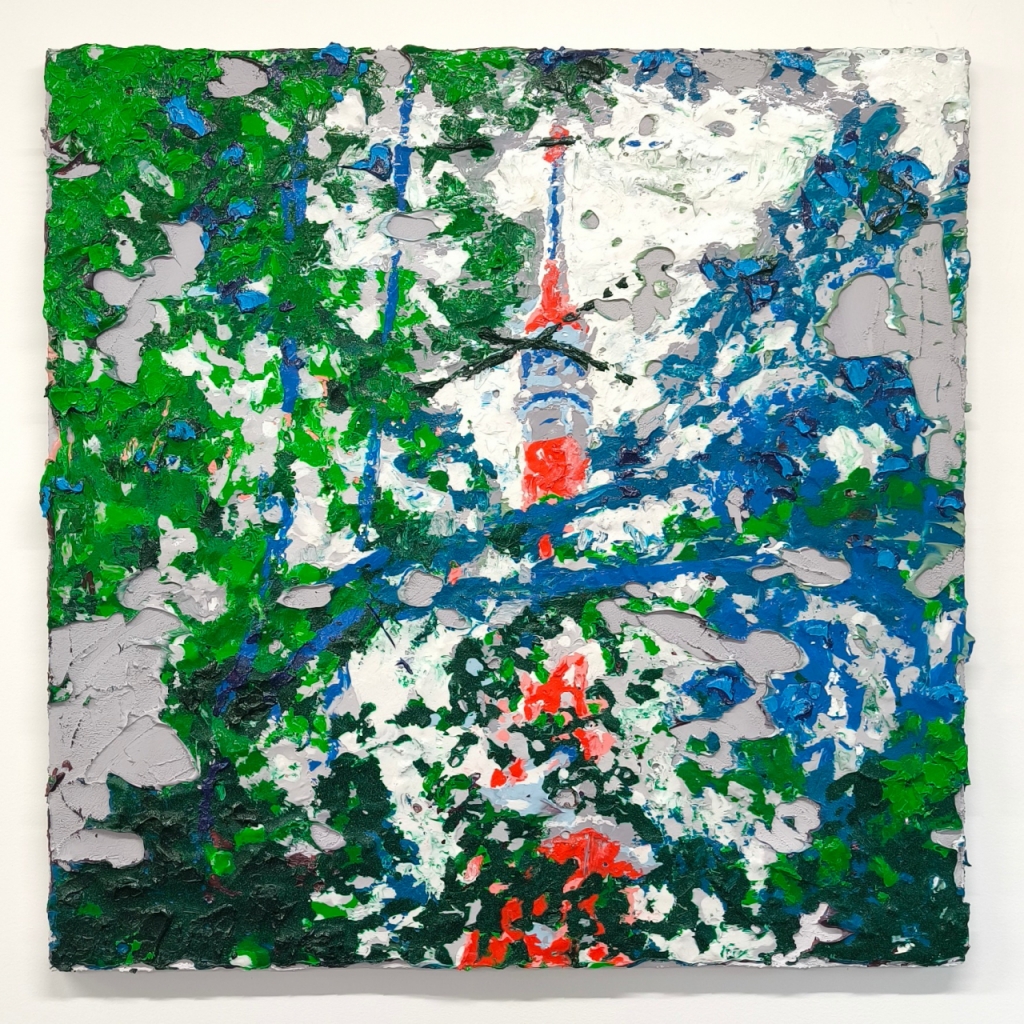 Erika NAKA 35.6586111, 139.7455556, 2024, 91 x 91 cm ,Acrylic paint on panel