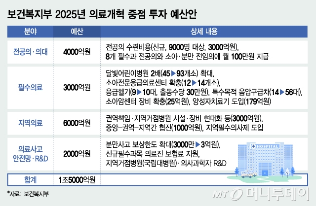 보건복지부 2025년 의료개혁 중점 투자 예산안/그래픽=김지영