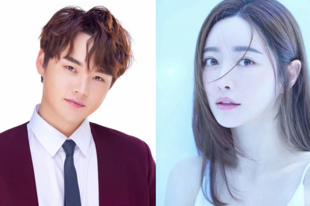 트로트 가수 박서진(왼쪽)과 배우 홍수아./사진제공=타조엔터테인먼트.