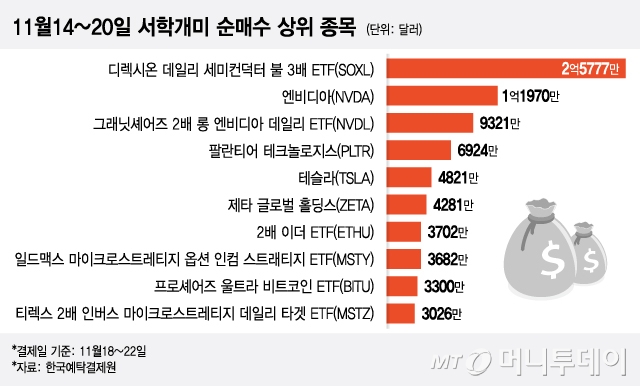 11월14~20일 서학개미 순매수 상위 종목/그래픽=이지혜
