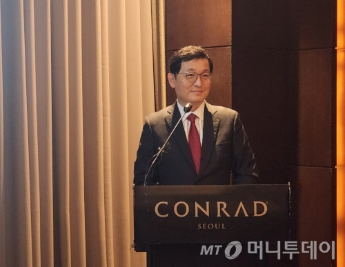 김존 온코닉테라퓨틱스 대표가 2일 서울 영등포구 콘래드 호텔에서 열린 IPO(기업공개) 기자간담회에서 온코닉테라퓨틱스에 대해 소개하고 있다./사진=구단비 기자