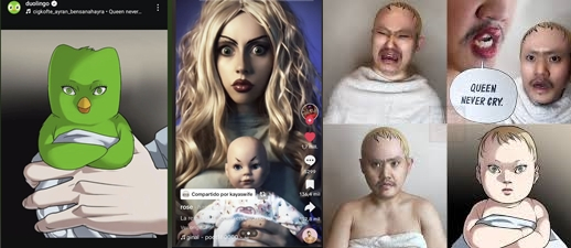 Queen never cry의 다양한 패러디물들. /사진=온라인커뮤니티