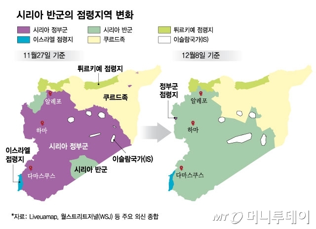 시리아 반군의 점령지역 변화/그래픽=김현정
