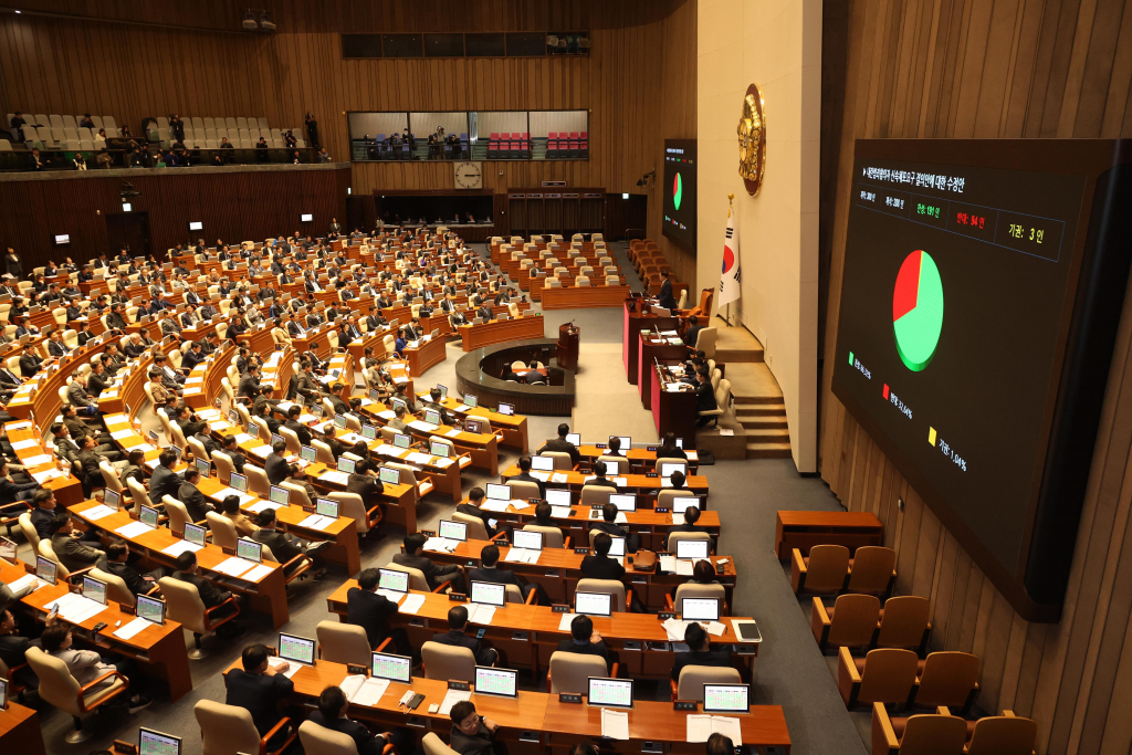 10일 오후 국회 본회의장에서 '제418회 국회(정기회) 제18차 본회의가 열렸다./사진제공=뉴시스