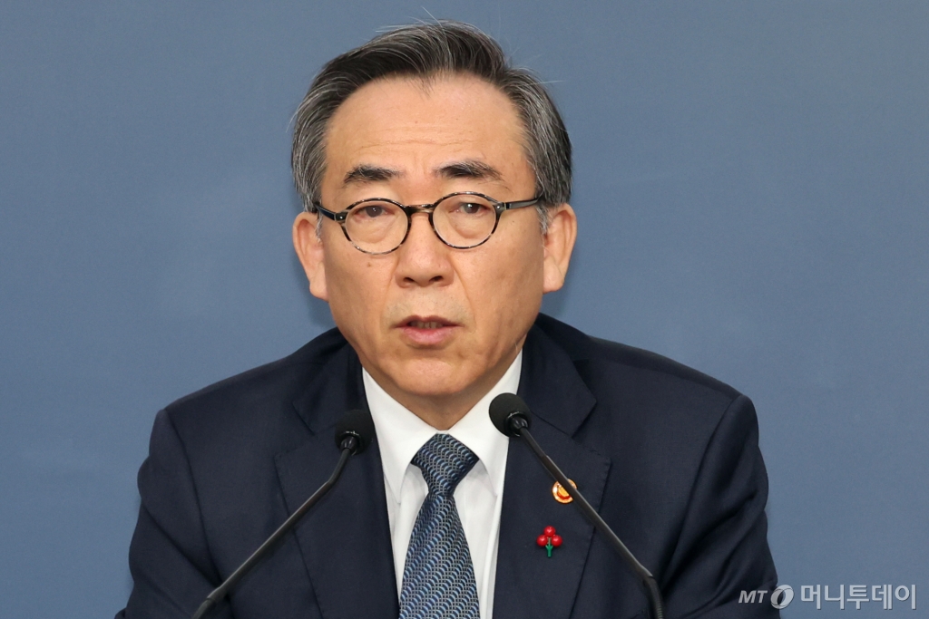 조태열 외교부 장관이 15일 서울 종로구 정부서울청사 별관 브리핑룸에서 한덕수 대통령 권한대행 체제 하에서의 외교업무 추진 방향 등을 발표하고 있다. / 사진=뉴스1