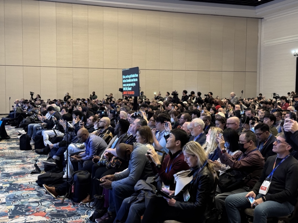  CTA의 CES 2025 '트렌트테크 투 와치'를 듣기 위해 모인 글로벌 미디어 취재진/사진=라스베이거스(미국) 고석용