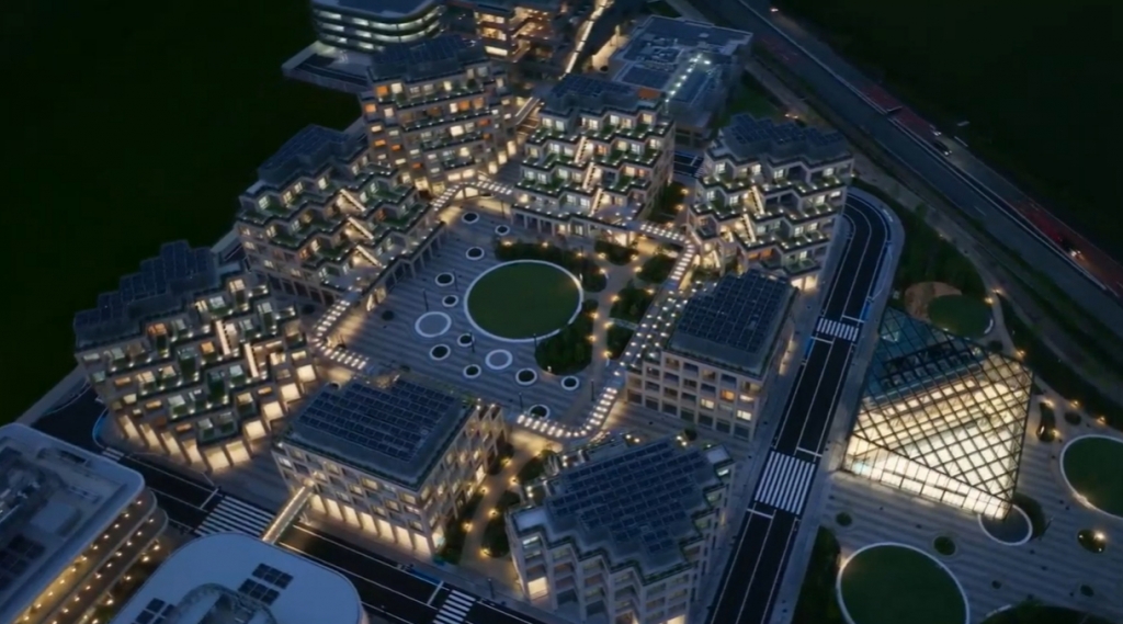 토요타 아키오 토요타 회장이 6일(현지시간) CES 2025가 열리는 미 라스베이거스에서 미래도시 우븐시티 건설과정을 발표한 장면/사진=토요타 