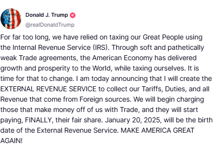 /사진=도널드 트럼프 미국 대통령 당선인 트루스소셜 계정