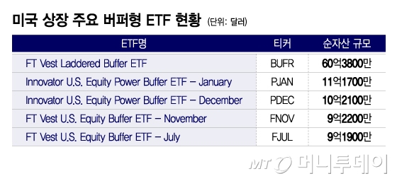 미국 상장 주요 버퍼형 ETF 현황/그래픽=이지혜