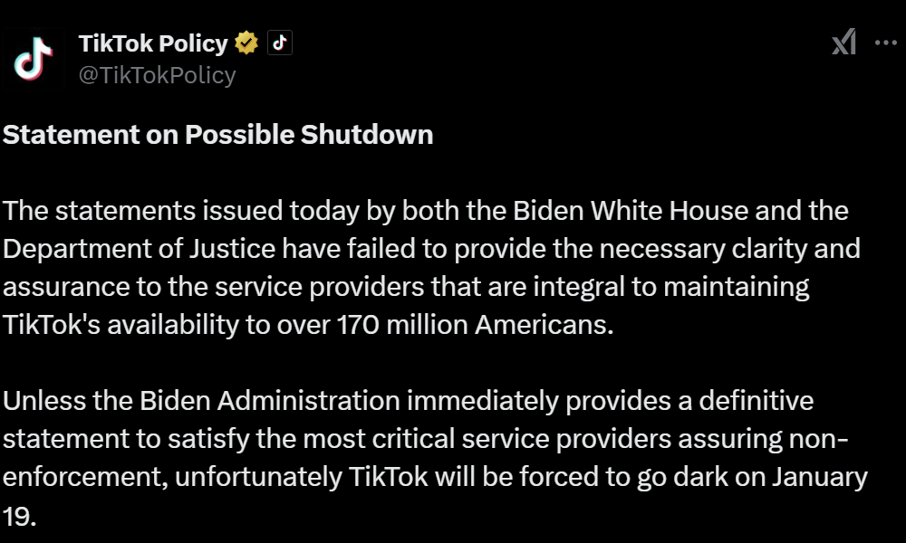 /사진=틱톡 X 계정