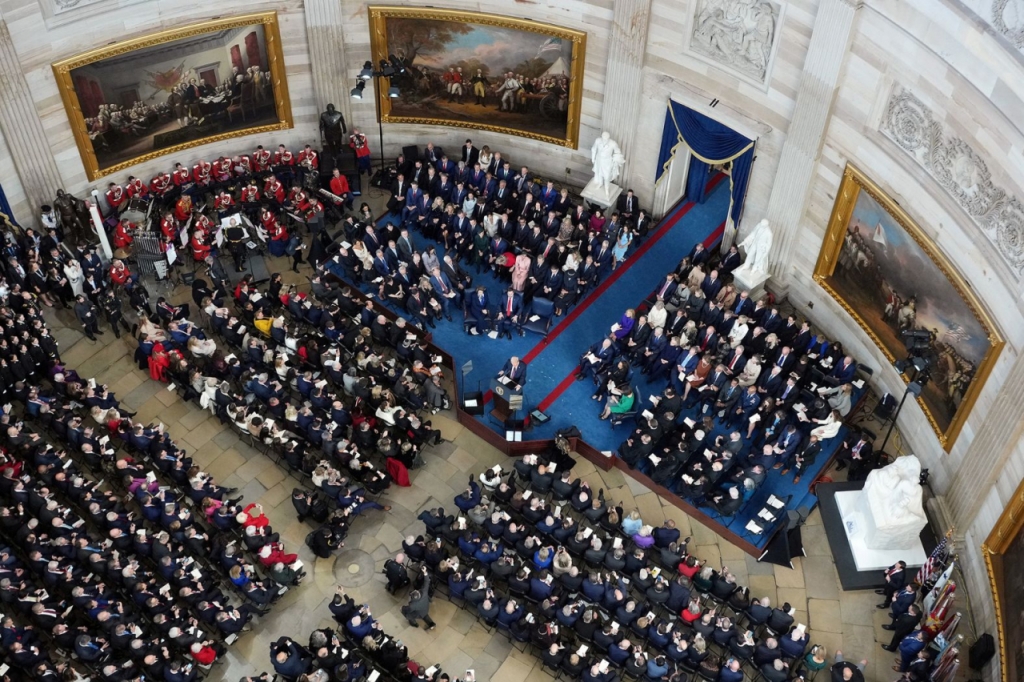  20일(현지시간) 도널드 트럼프 대통령의 취임식이 열린 워싱턴 DC 의사당 내 중앙홀(로툰다) 모습 /AFPBBNews=뉴스1