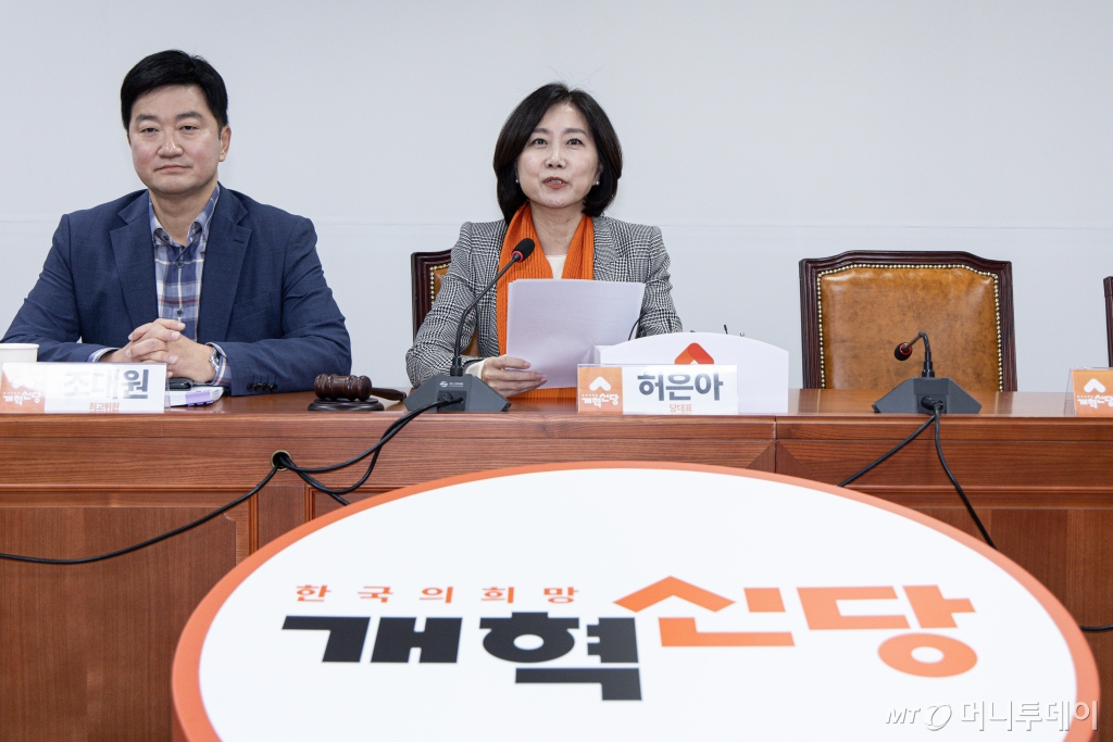 허은아 개혁신당 대표가 22일 오전 서울 여의도 국회에서 열린 최고위원회의에서 발언을 하고 있다. 이날 천하람 원내대표는 의원회관에서 별도로 최고위를 개최한다. 2025.1.22/사진=뉴스1 /사진=(서울=뉴스1) 이재명 기자