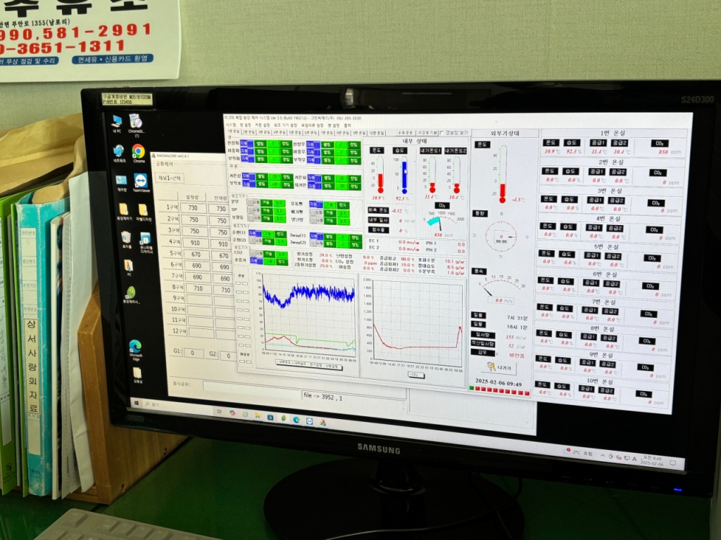 스마트팜 농가에서 관리하는 원격 제어 시스템. /사진=하수민기자 