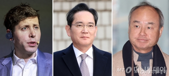 [서울=뉴시스] 정병혁, 이영환 기자 = 이재용 삼성전자 회장이 항소심 무죄 판결 이후 첫 공식 행보로 샘 올트먼 오픈AI 최고경영자(CEO), 손정의 소프트뱅크그룹 회장과 동시에 만나 협력 방안을 논의했다.   사진 왼쪽부터 카카오 기자간담회에 참석한 샘 올트먼 오픈AI 최고경영자와 삼성전자 사옥에서 열린 3자 회동에 참석하는 손정의 소프트뱅크그룹 회장. 2025.02.04. photo@newsis.com /사진=박주성