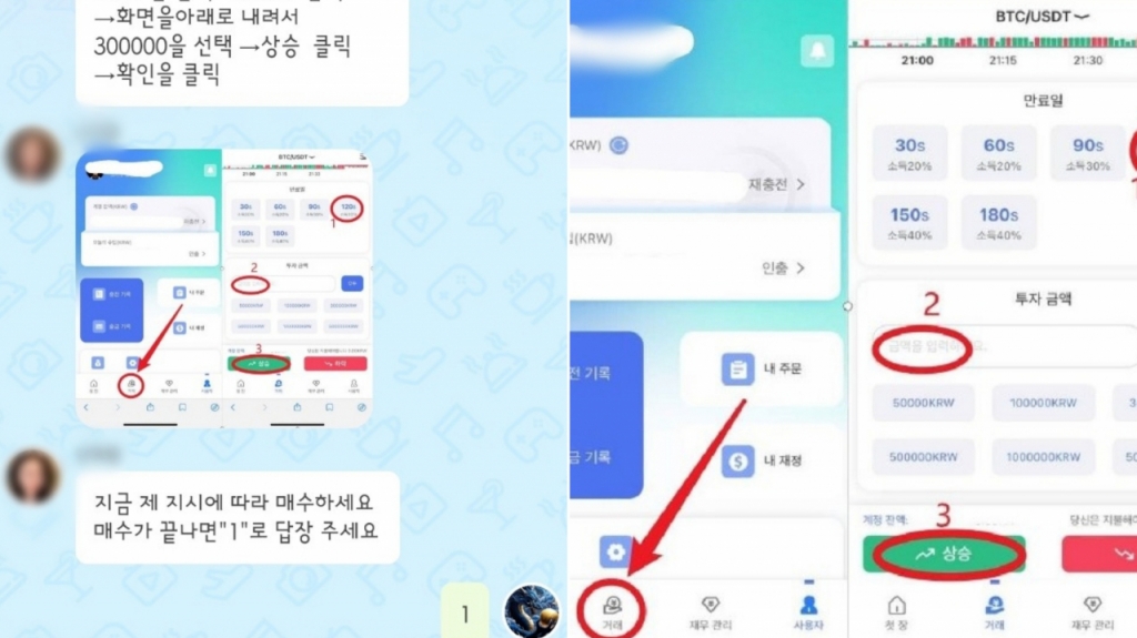 A씨에게 지시사항을 내리는 관리자와 지시사항을 이행하는 것처럼 보이는 팀원들(왼쪽). 미션은 점점 어려워져 관리자는 A씨에게 어떤 버튼을 제한된 시간 안에 얼마나 눌러야 하는지 지시했다. /사진=본인제공