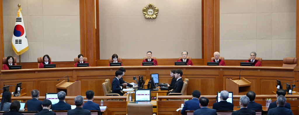 헌법재판관들이 11일 서울 종로구 헌법재판소에서 열린 윤석열 대통령 탄핵심판 7차 변론기일에 참석해 있다. /사진=뉴시스(사진공동취재단)