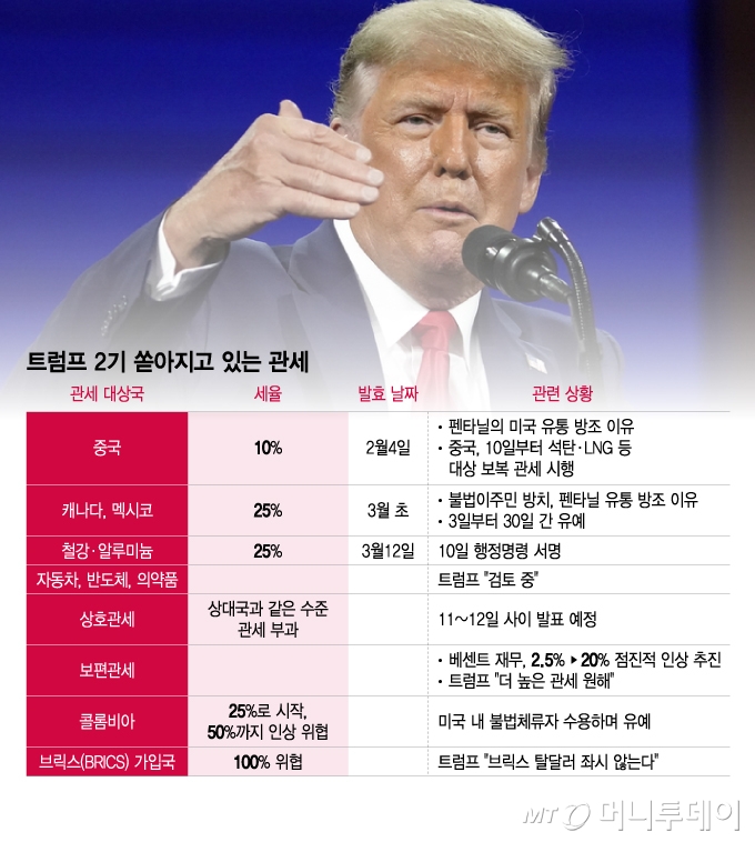 트럼프 2기 쏟아지고 있는 관세/그래픽=이지혜