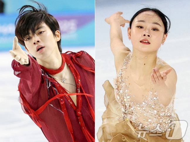 차준환(왼쪽)과 김채연. /사진=뉴스1