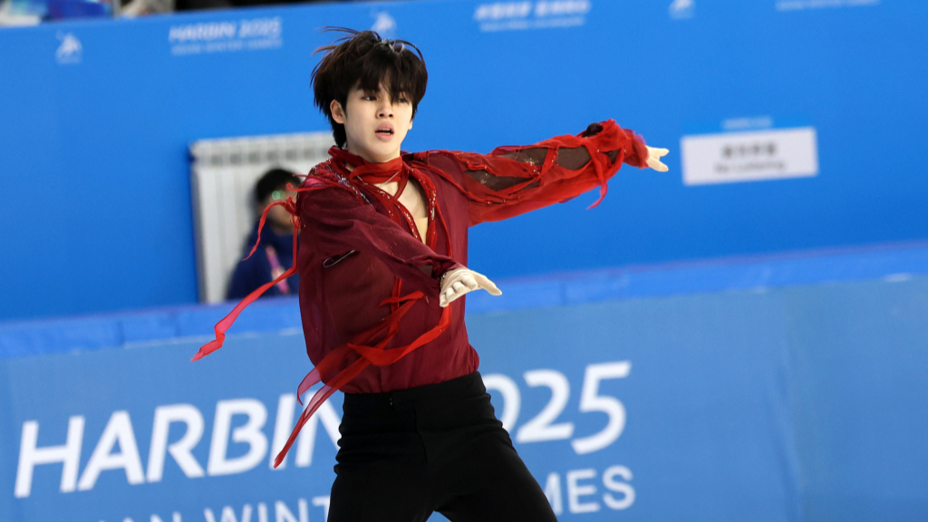 피겨스케이팅 선수 차준환이 '2025 하얼빈 동계아시안게임' 피겨 남자 싱글 프리스케이팅 종목에 출전해 연기를 선보이는 모습. /사진=뉴스1