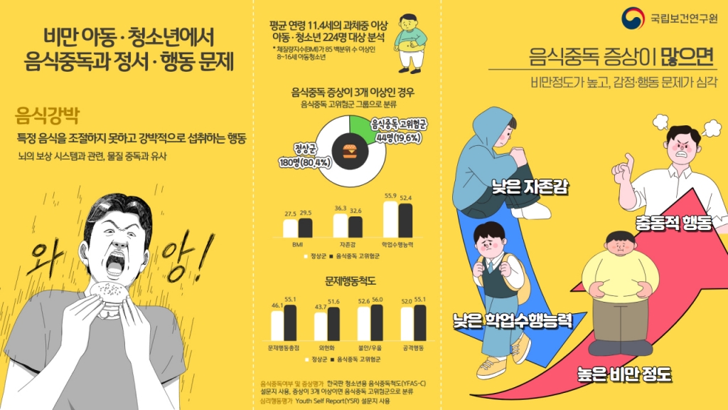/사진제공=질병관리청4일 질병관리청(질병청) 국립보건연구원은 '비만 아동·청소년에서 음식 중독과 정서·행동문제 사이 유의한 연관성'을 확인해 연구 결과를 전문 학술지에 공개했다고 밝혔다. /사진제공=질병관리청