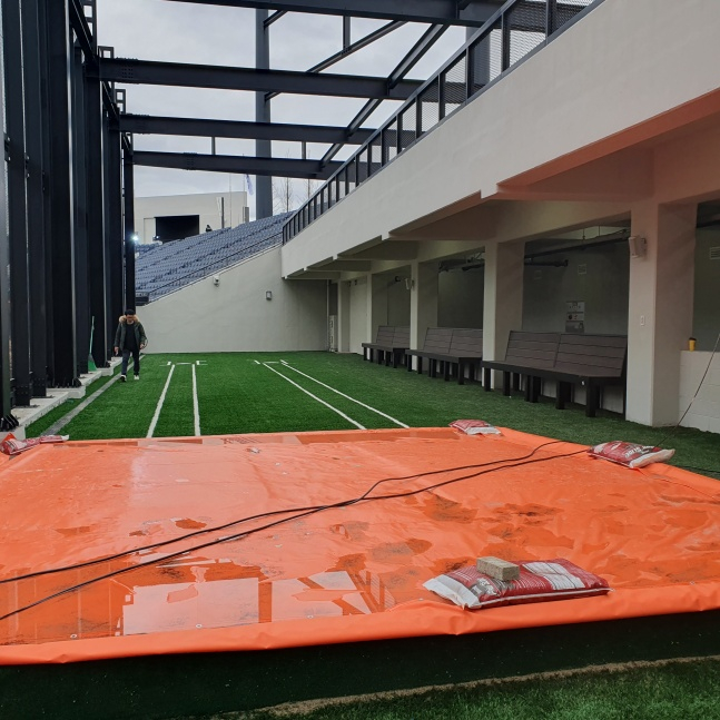 한화이글스 새 홈구장 대전 한화생명 볼파크 몬스터 월 내에 있는 1층의 홈팀 불펜. /사진=김동윤 기자