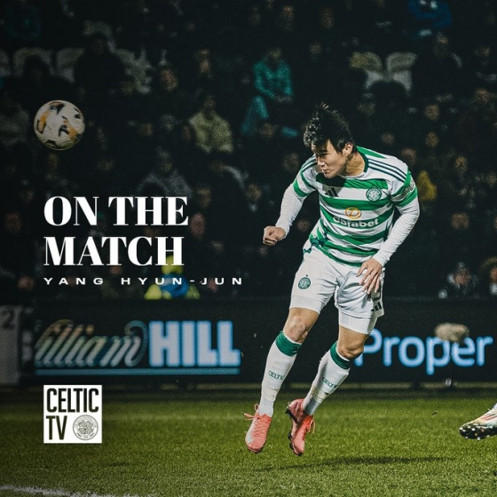 양현준이 2일(한국시간) 스코틀랜드 페이즐리의 더 스미사 스타디움에서 열린 2024~2025시즌 스코틀랜드 프리미어십 29라운드에서 헤더골을 넣고 있다. /사진=셀틱 공식 사회관계망서비스(SNS)