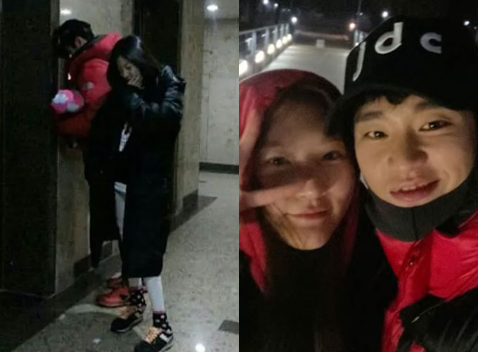 배우 김수현과 고(故) 김새론의 교제 시기를 두고 논란이 인 가운데, 2017년 공개된 두 사람이 함께 찍힌 사진(왼쪽)의 배경이 김새론 집 앞이었던 것으로 확인됐다./사진=유튜브 채널 '가로세로연구소'(인스타그램 @sae_ron_daily) 