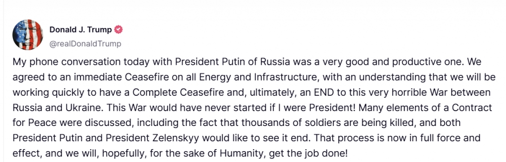 /사진=도널드 트럼프 미국 대통령 트루스소셜 계정