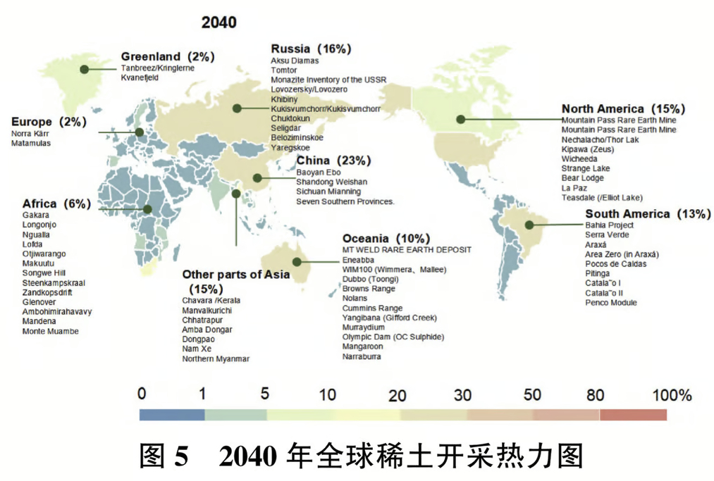 2040년 글로벌 희토류 시장 점유율 예상도표./사진=CAS