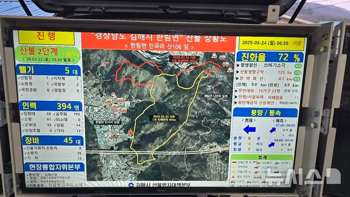 김해 산불 현재 상황./사진=소방당국 제공