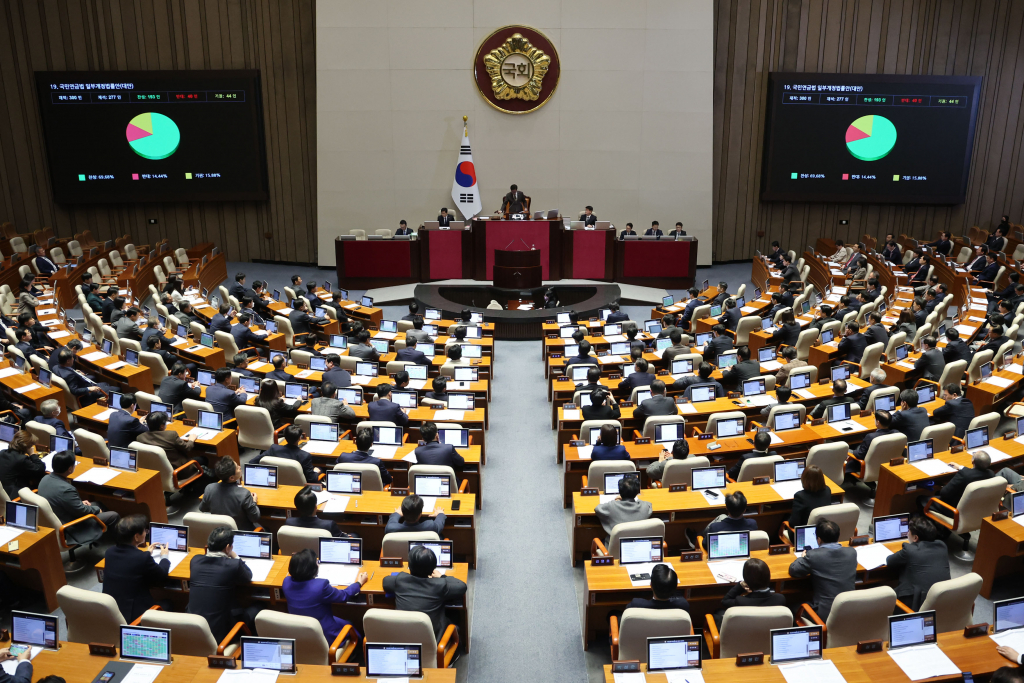 20일 오후 서울 여의도 국회에서 열린 제423회국회(임시회) 제2차 본회의에서 연금개혁 특별위원회 구성의 건이 통과되고 있다./사진제공=뉴시스