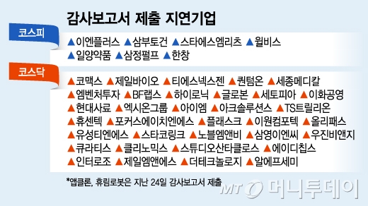 감사보고서 제출 지연기업/그래픽=김지영