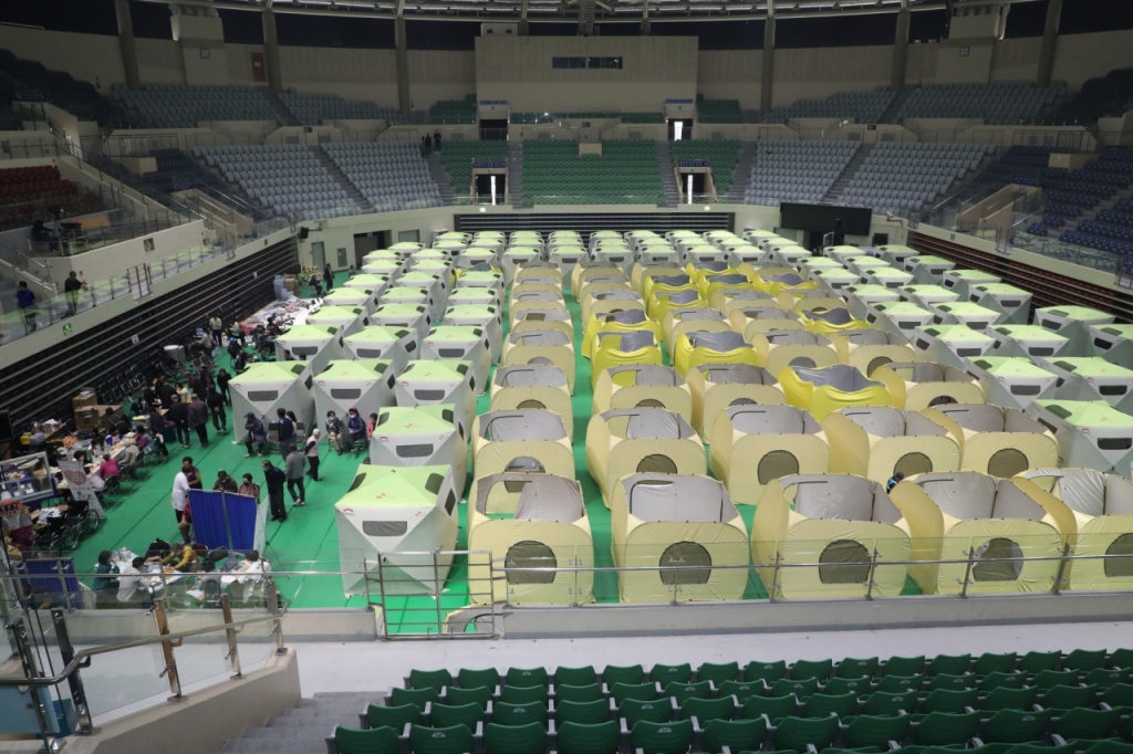 경북 안동실내체육관 산불 이재민 대피소 ./사진제공=안동시