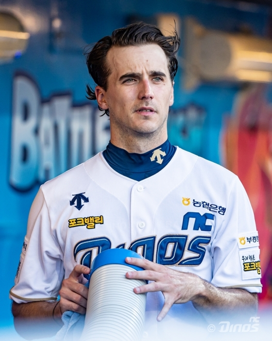 NC 유니폼을 입은 하트의 모습. /사진=NC 다이노스