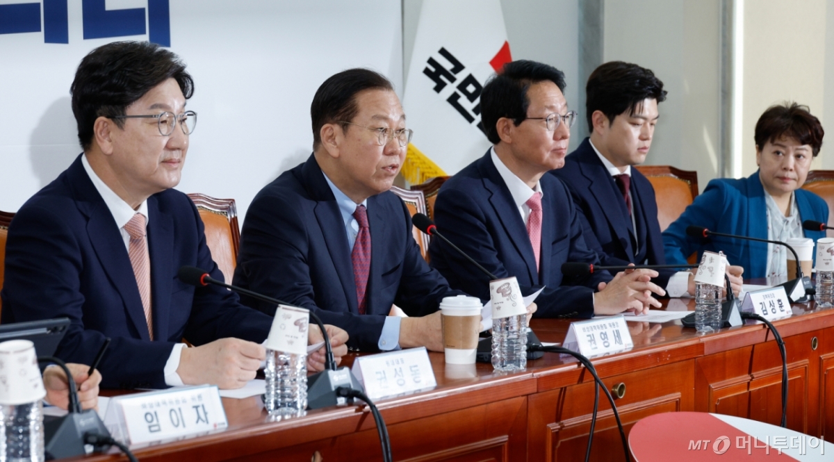 (서울=뉴스1) 안은나 기자 = 권영세 국민의힘 비상대책위원장이 3일 오전 서울 여의도 국회에서 열린 비상대책위원회의에 참석해 모두 발언하고 있다. 2025.4.3/뉴스1  Copyright © 뉴스1. All rights reserved. 무단 전재 및 재배포,  AI학습 이용 금지. /사진=(서울=뉴스1) 안은나 기자