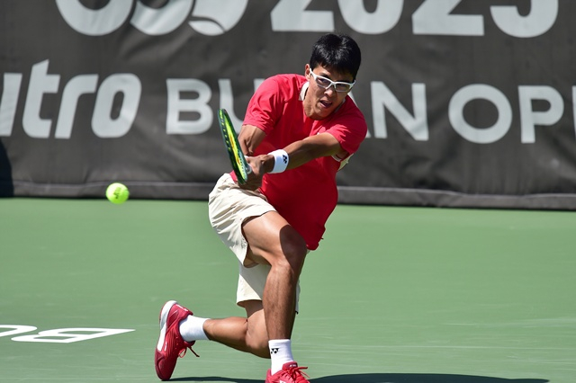 경기에 집중하는 정현. /사진=부산오픈챌린저조직위원회 제공