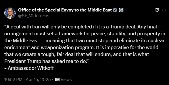 /사진=스티브 위트코프 미국 중동 특사 X 계정