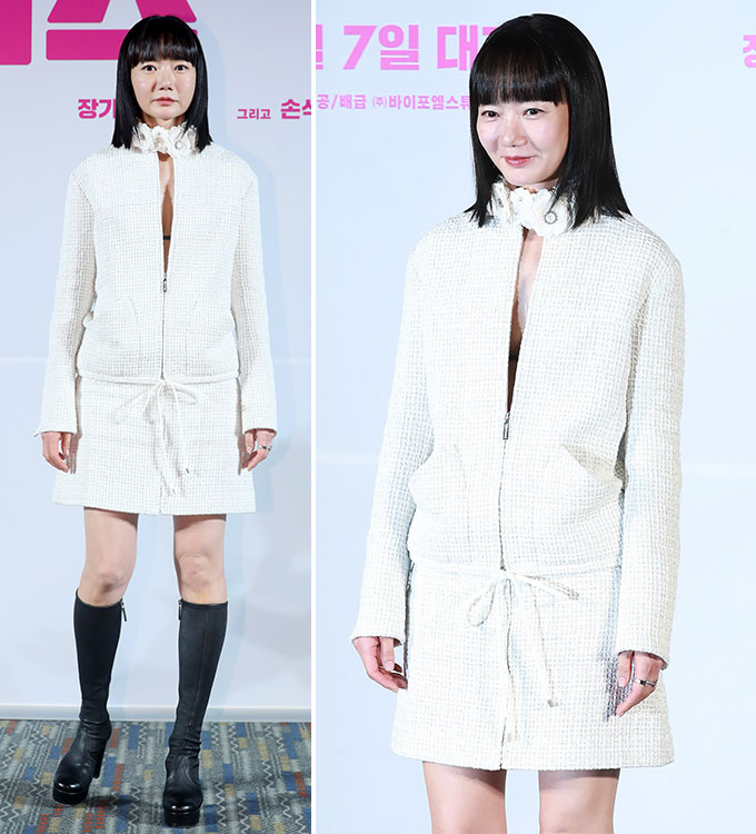 배우 배두나가 란제리가 살짝 드러나는 파격 클리비지 룩을 선보였다. /사진=뉴시스, 머니투데이 DB