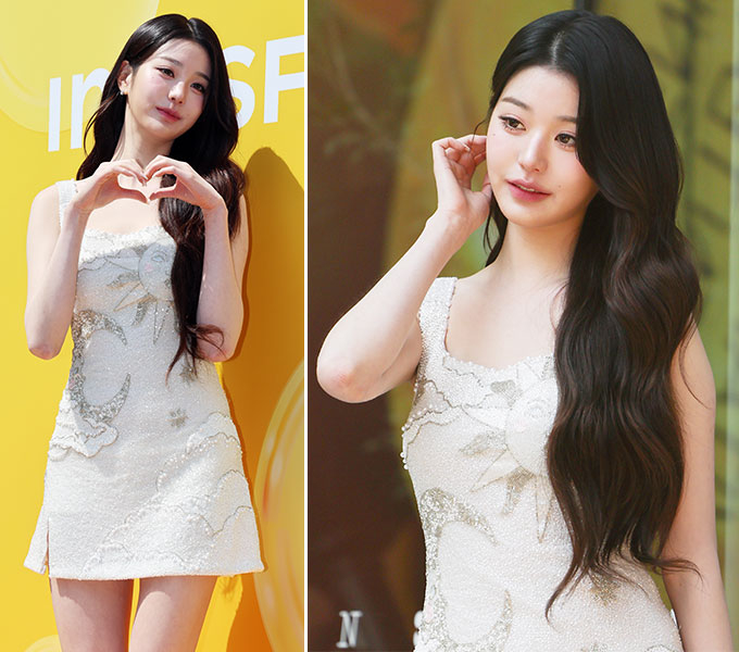 그룹 아이브 장원영이 화려한 보석이 장식된 초미니 드레스로 매력을 뽐냈다. /사진=뉴스1