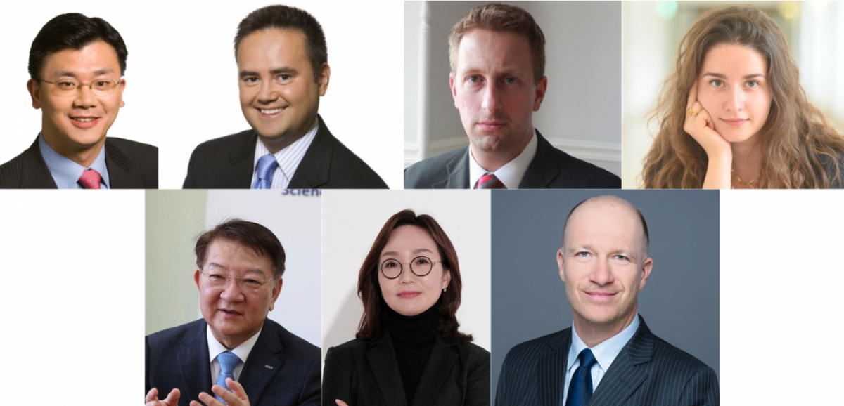 2025 키플랫폼 주요 연사. 왼쪽 위부터 시계방향으로 앤소니 킴 헤리티지재단 국제경제 선임연구원, 나일 가디너 헤리티지재단 마가렛대처자유센터장, 에릭 혼츠 CIPE(국제사기업센터) 책임투자센터 소장, 릴리아나 슈미에흐 루도비카공공서비스대학교 국제협력처장, 르노 베델 프랑스 최고행정법원 재판관, 윤혜선 한양대학교 법학전문대학원 교수, 이상엽 KAIST 연구부총장/사진제공=각 연사