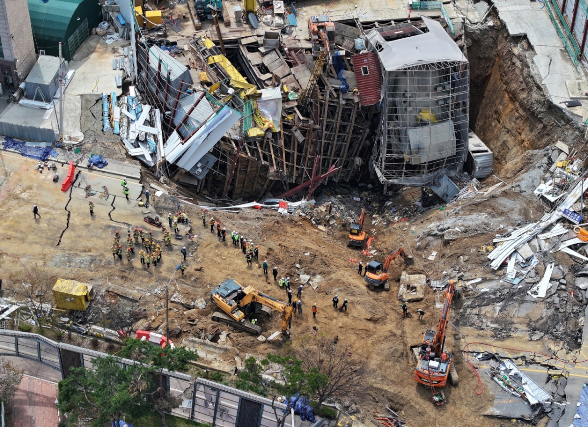 경기 광명시 신안산선 공사현장 붕괴사고 현장 모습./사진=뉴스1