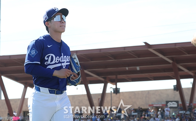 시즌 전 다저스에서 시범경기에 나서고 있는 김혜성. /사진=김진경 대기자