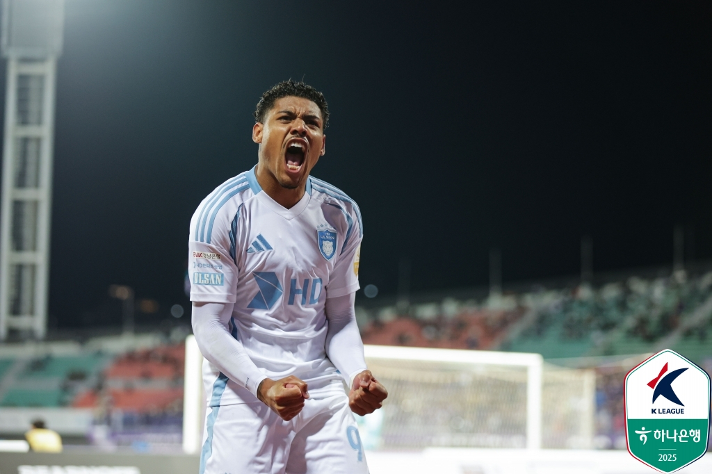에릭이 선제골을 넣고 포효하고 있다. /사진=한국프로축구연맹 제공