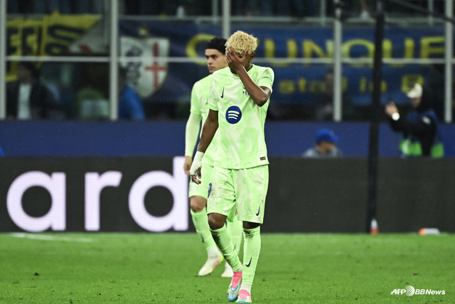 실망하는 바르셀로나 공격수 라민 야말. /AFPBBNews=뉴스1