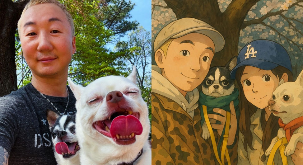 그룹 노브레인 이성우가 7일 자신의 인스타그램을 통해 예비신부와 함께 찍은 사진을 지브리 애니메이션 그림체로 변환해 공개하며 결혼 소식을 알렸다. /사진=이성우 인스타그램